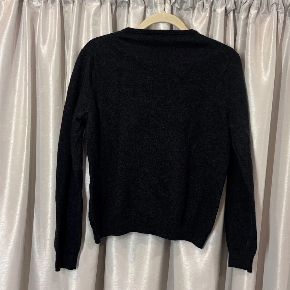 J. Crew Merino Wool Charcoal V-Neck Sweater, Womens XL